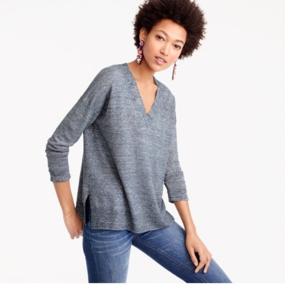 J.Crew Merino Wool + Linen V-Neck Sweater